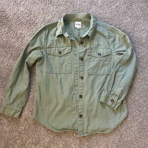 Kensie Jean-like Olive Button-Down Shirt size medium